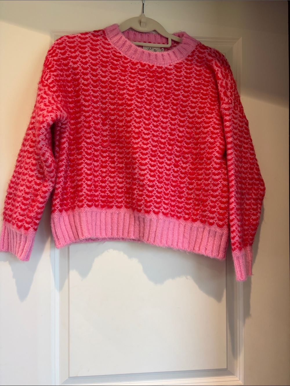 Pink & Hot Pink Textured Crewneck Sweater - Women
